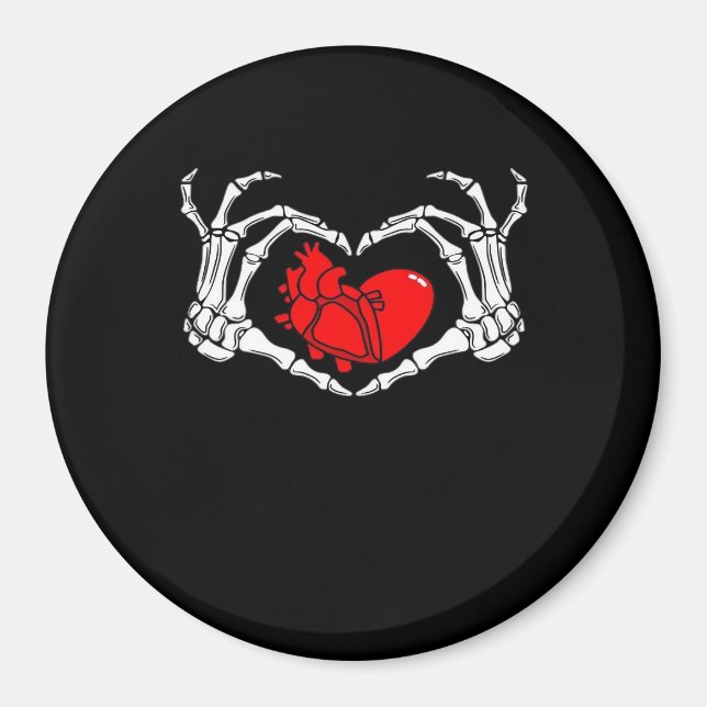 Aimant Mains De Squelette Effrayant Et Coeur Rouge Déplai (Devant)