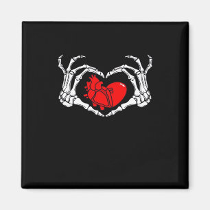 Aimant Mains De Squelette Effrayant Et Coeur Rouge Déplai