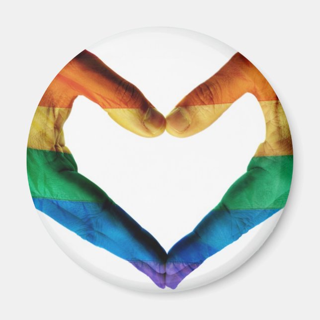 Aimant Mains peintes comme un coeur arc-en-ciel (Devant)
