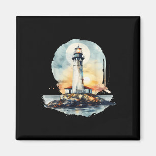 Aimant Maison de bord de mer phare voile mer plage bateau