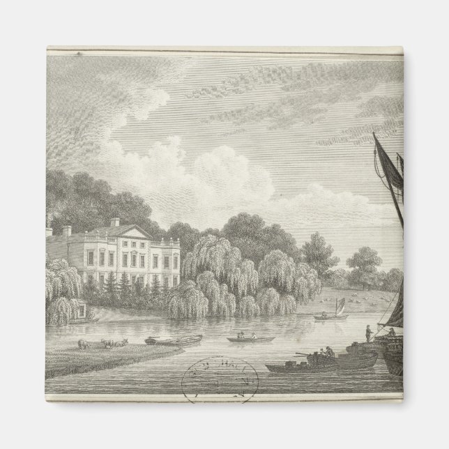 Aimant Maison de campagne avec lac et bateaux (Devant)