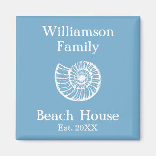Aimant Maison de Famille Personnalisée Bleu Coquillage de