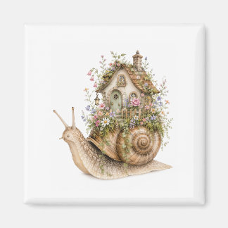 Aimant Maison de l'escargot fantaisiste Cottagecore