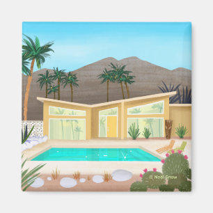 Aimant Maison de piscine moderne du milieu du siècle