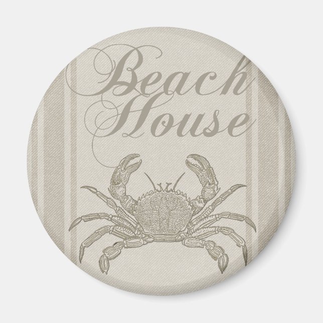 Aimant Maison de plage crabe rivage côtier vintage (Devant)