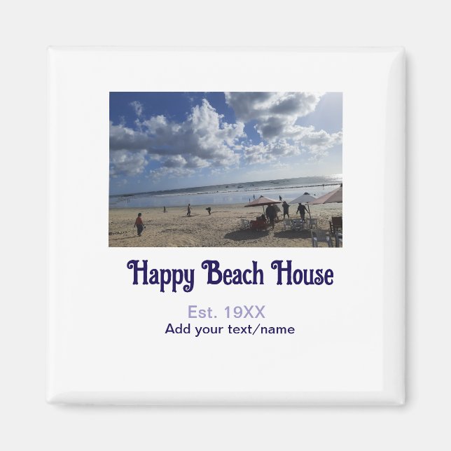 Aimant Maison de plage établie. Ajouter année photo latit (Devant)