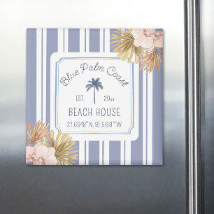 Aimant Maison de plage Rayures bleues Côtière Boho Fermet