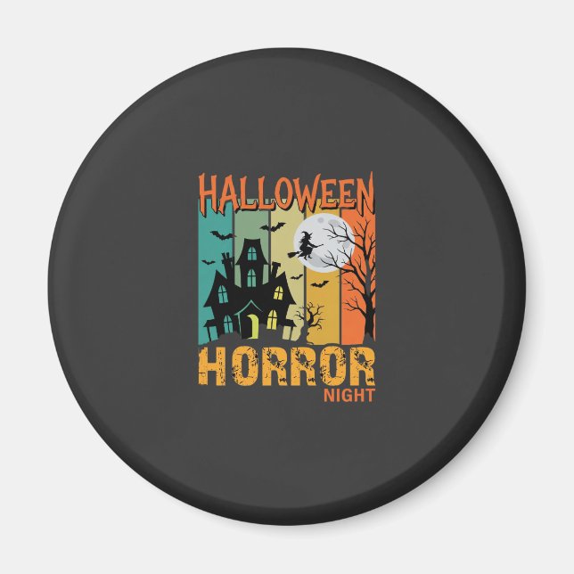 Aimant Maison hantée de la nuit d'horreur d'Halloween Vec (Devant)