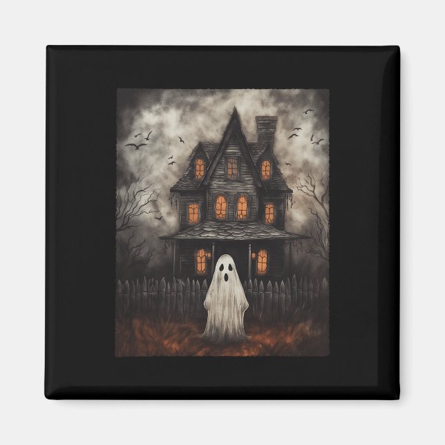 Aimant Maison Hantée Ghost Midnight Halloween Ghost Spook (Devant)