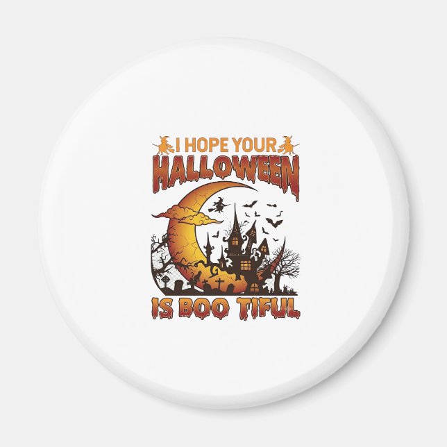 Aimant Maison Hantée Halloween Boo Tiful Croissant Lune B (Devant)