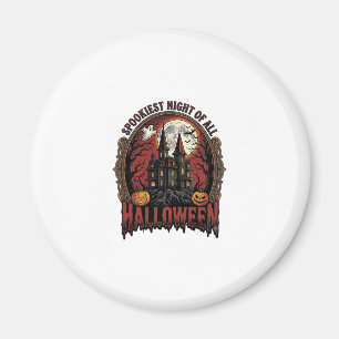 Aimant Maison Hantée Halloween Gravure Vintage Épouvantab