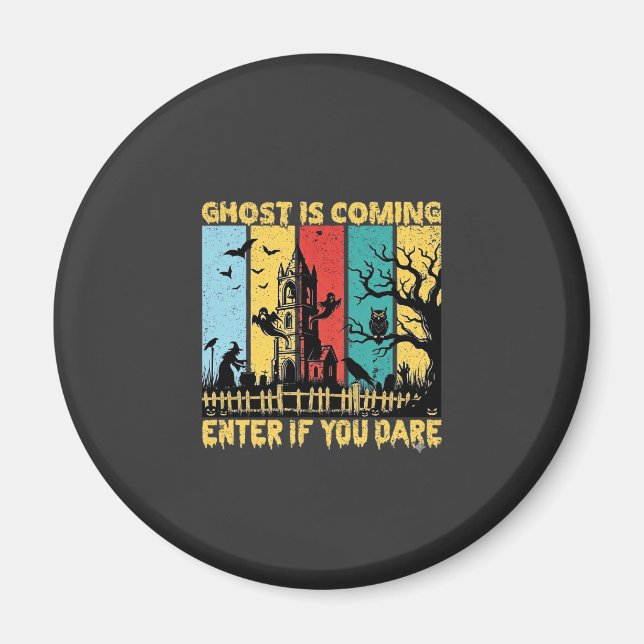 Aimant Maison Hantée Halloween Sorcière Chouette Arrivée  (Devant)