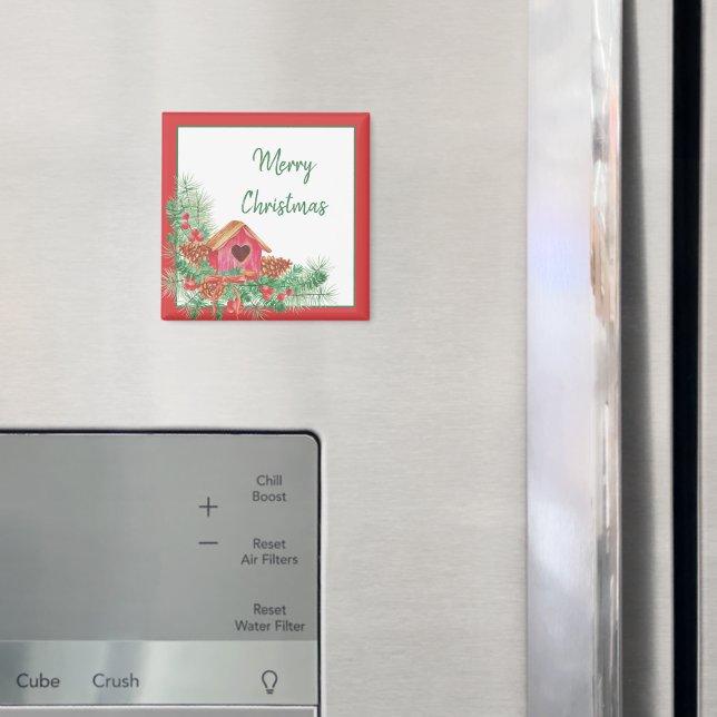 Aimant Maisonnette à oiseaux à l'aquarelle mignonne pour  (In situ (réfrigérateur))