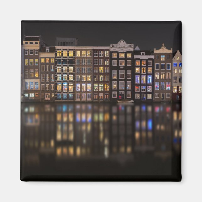 Aimant Maisons d'Amsterdam avec lumières colorées dans la (Devant)