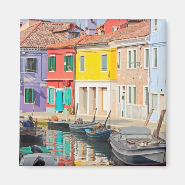 Aimant Maisons de couleurs à Venise île Burano Italie (Devant)