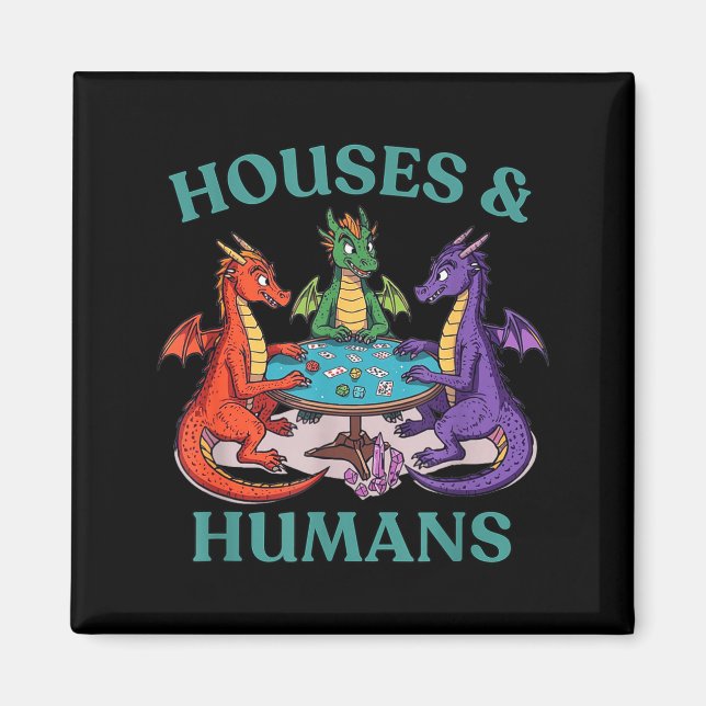 Aimant Maisons Et Humains Dragon Jdr Fantastique Parodie (Devant)