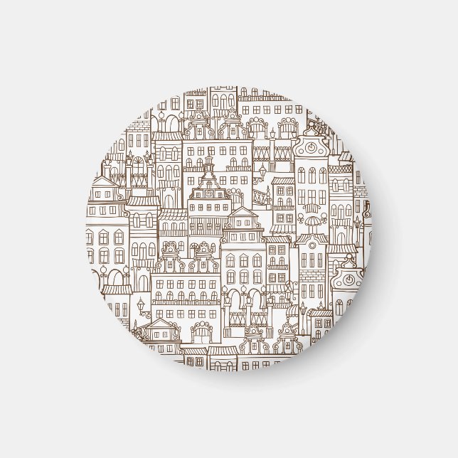 Aimant Maisons vintages : Architectural Seamless Motif. (Devant)