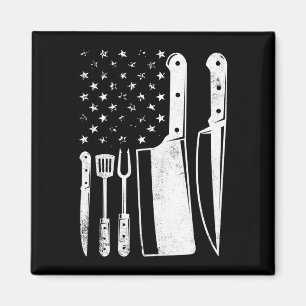 Aimant Maître de BBQ homme drapeau américain patriotique 