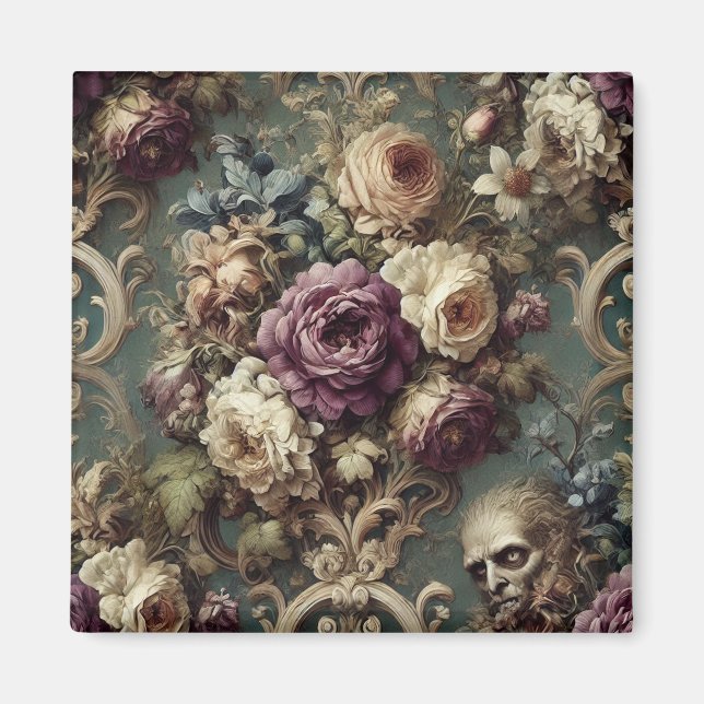 Aimant Maladie dorée - Gothique Victorien Design floral (Devant)