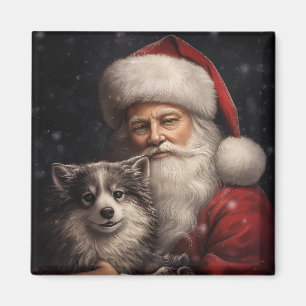 Aimant Malamute d'Alaska avec le Père Noël de Noël