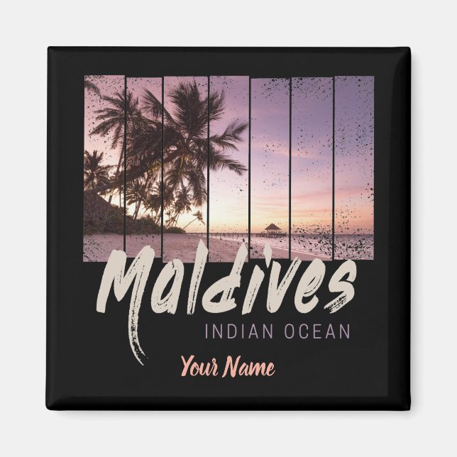 Aimant Maldives Indian Ocean vintage sunset (Devant)