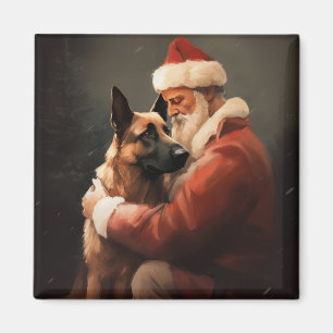 Aimant Malinoi Belge Avec Noël Festif Du Père Noël