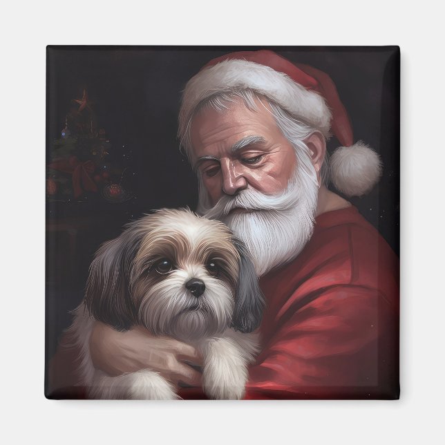 Aimant Malti Tzu Avec Noël Festif Du Père Noël (Devant)