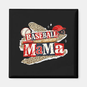 Aimant mama baseball léopard jour de match saison de base