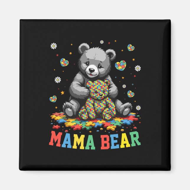 Aimant Mama Bear Autisme Mamie Autisme Sensibilisation Su (Devant)