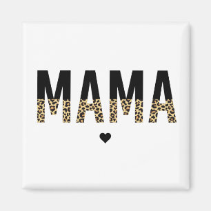 Aimant Mama Empreinte de léopard Typographie Maman Cadeau