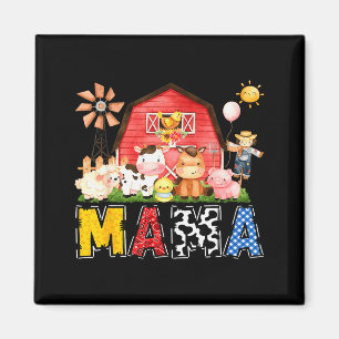 Aimant Mama Ferme Vache Anniversaire Garçon Tenue de Fami