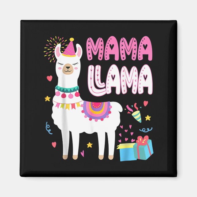 Aimant Mama llama maman de la lama d'anniversaire anniver (Devant)