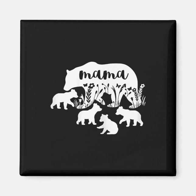 Aimant Mama Ours Avec 4 Cubes Mères Fête Mère Grossesse A (Devant)
