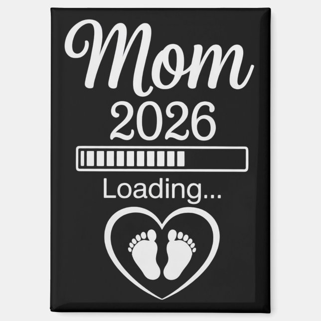 Aimant Maman 2026 Chargement Papa Annonce de Grossesse Bé (Recto)