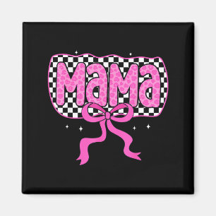 Aimant Maman à carreaux mignonne rose coquette noeud mama