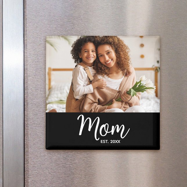 Aimant Maman a établi un cadeau photo de script blanc sim (Créateur téléchargé)