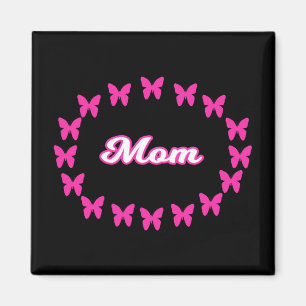 Aimant Maman Avec Papillons Roses Mignons