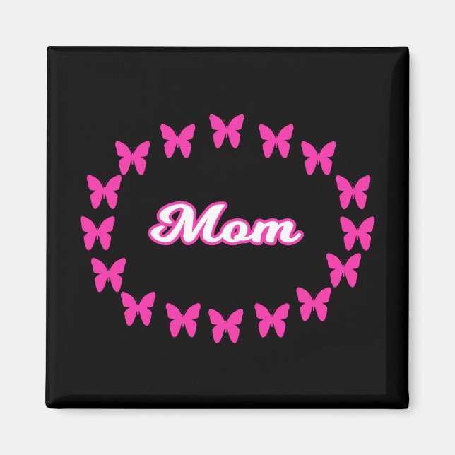 Aimant Maman Avec Papillons Roses Mignons (Devant)