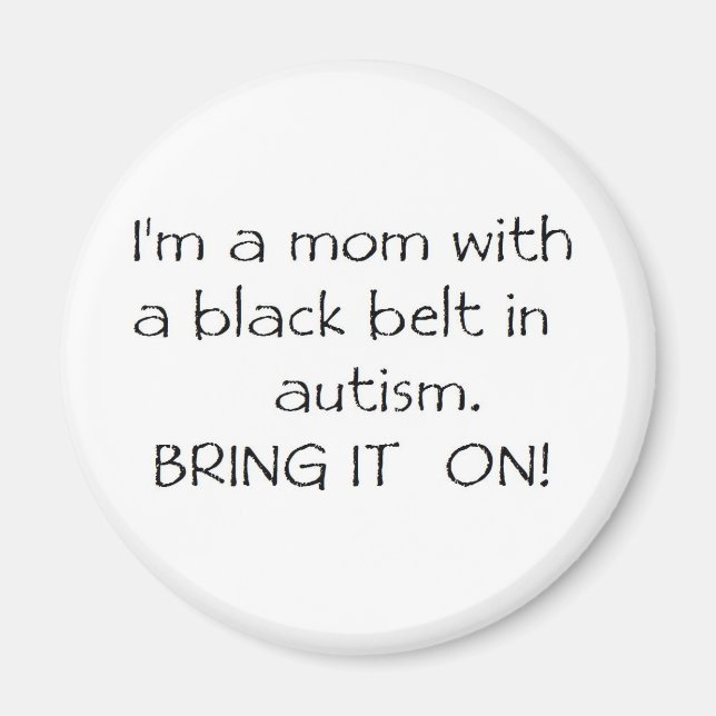 Aimant Maman avec une ceinture noire en autisme (Devant)