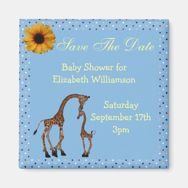 Aimant Maman & Baby Giraffe Blue Enregistrer le Baby show (Devant)