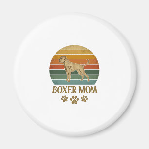 Aimant Maman Boxer Chien Rétro Coucher de Soleil Empreint