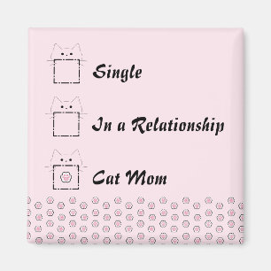Aimant Maman Chat Chaton Mignon Patte Rose