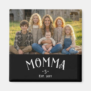 Aimant Maman Chic Nombre d'Enfants Photo Noir Blanc
