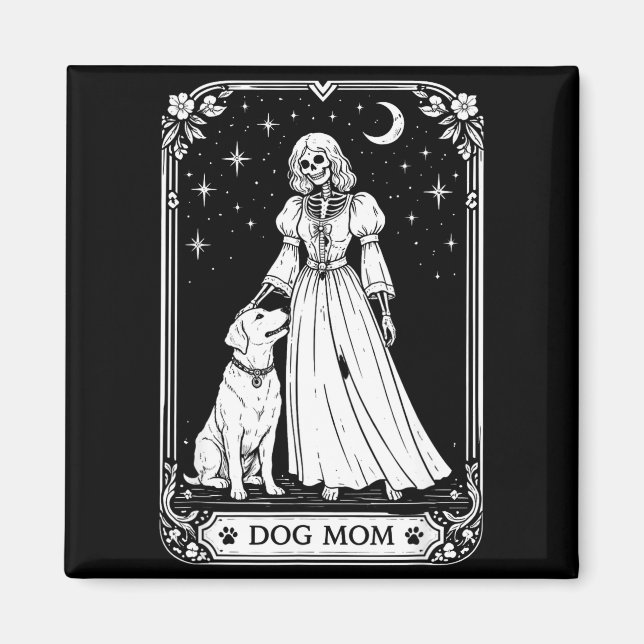 Aimant Maman chien carte tarot sorcière squelette drôle e (Devant)