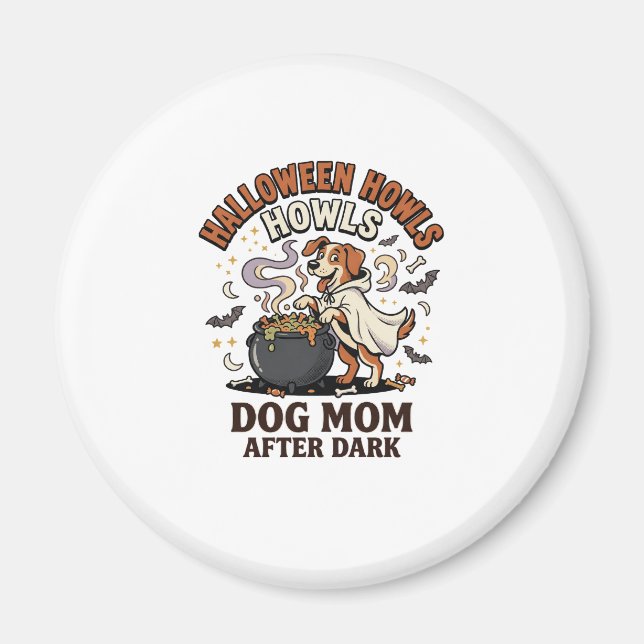 Aimant Maman Chien Halloween Après la Tombée de la Nuit (Devant)