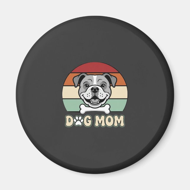 Aimant Maman Chien Rétro Bulldog Vectoriel (Devant)