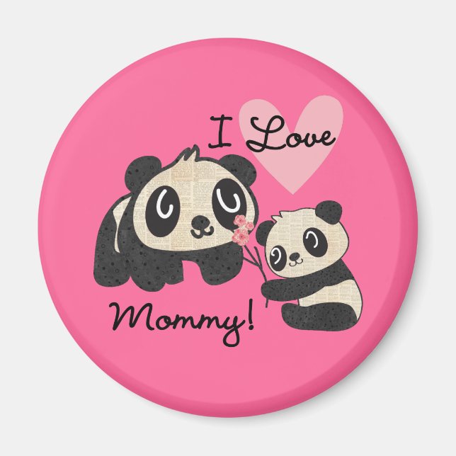 Aimant Maman d'amour des pandas I (Devant)