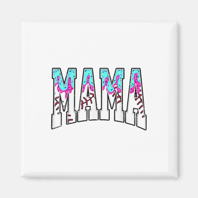 Aimant Maman de baseball glace goutte avec paillettes bas (Devant)