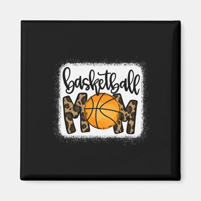 Aimant Maman de basket-ball Leopard de basket-ball Mama (Devant)
