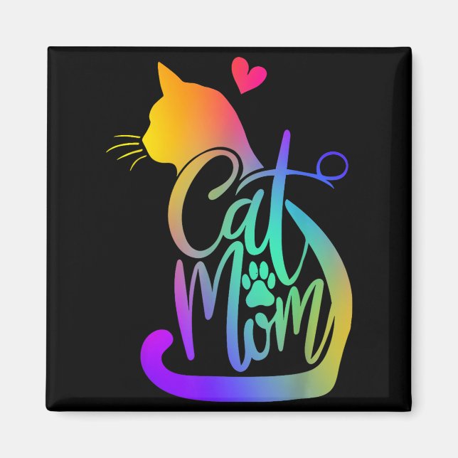 Aimant Maman de chat Amoureuse de chat Mignonne Fête des  (Devant)